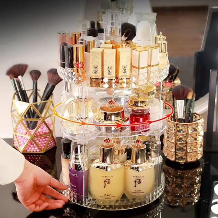 Makeup organizer with rotating design