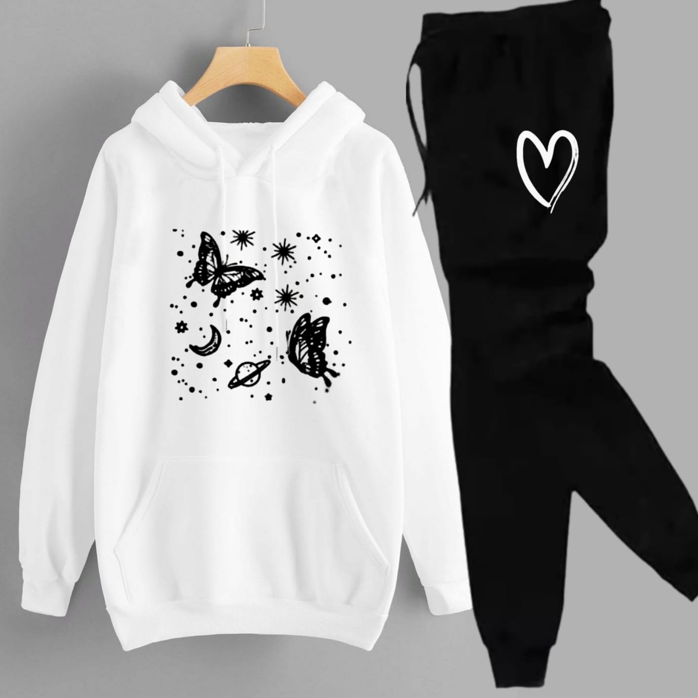 Butterfly printed tracksuit for girls and  cozy hoodie