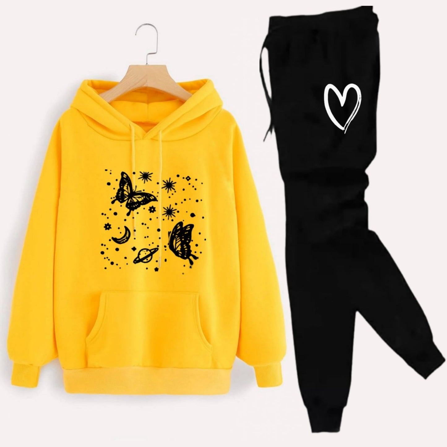 Butterfly printed tracksuit for girls and  cozy hoodie