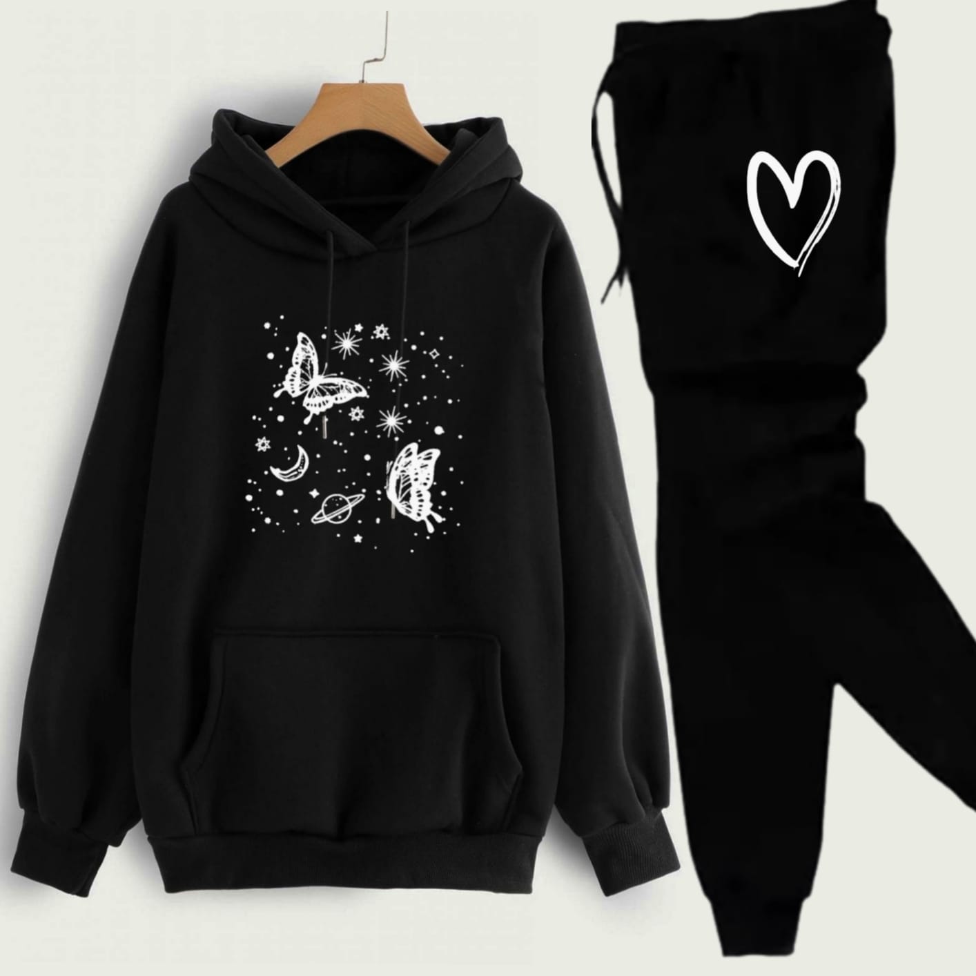 Butterfly printed tracksuit for girls and  cozy hoodie