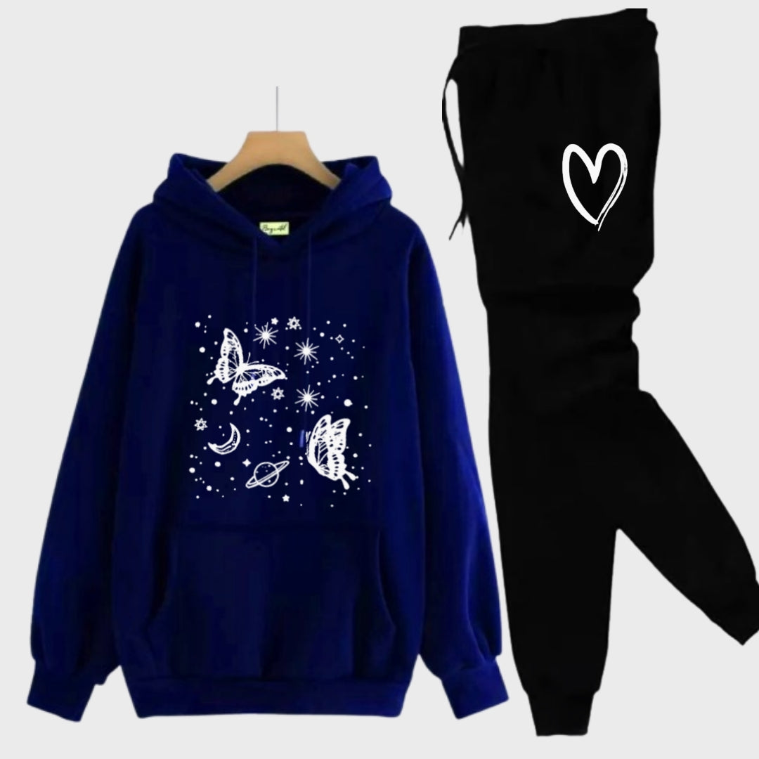 Butterfly printed tracksuit for girls and  cozy hoodie